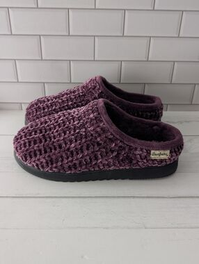 Dearfoams Women's Cable Knit Chenille Clog slippers